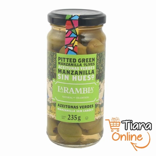 [1013521] LA RAMBLA - GREEN PITTED OLIVES : 235 GR